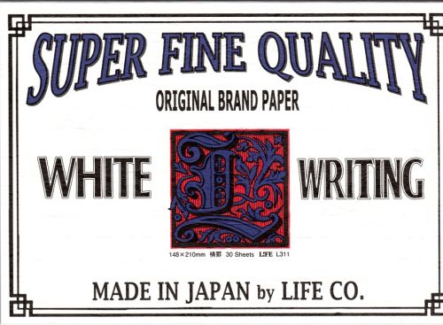日本 LIFE  SUPER FINE  QUALITY A5便箋(純白色橫線內頁）